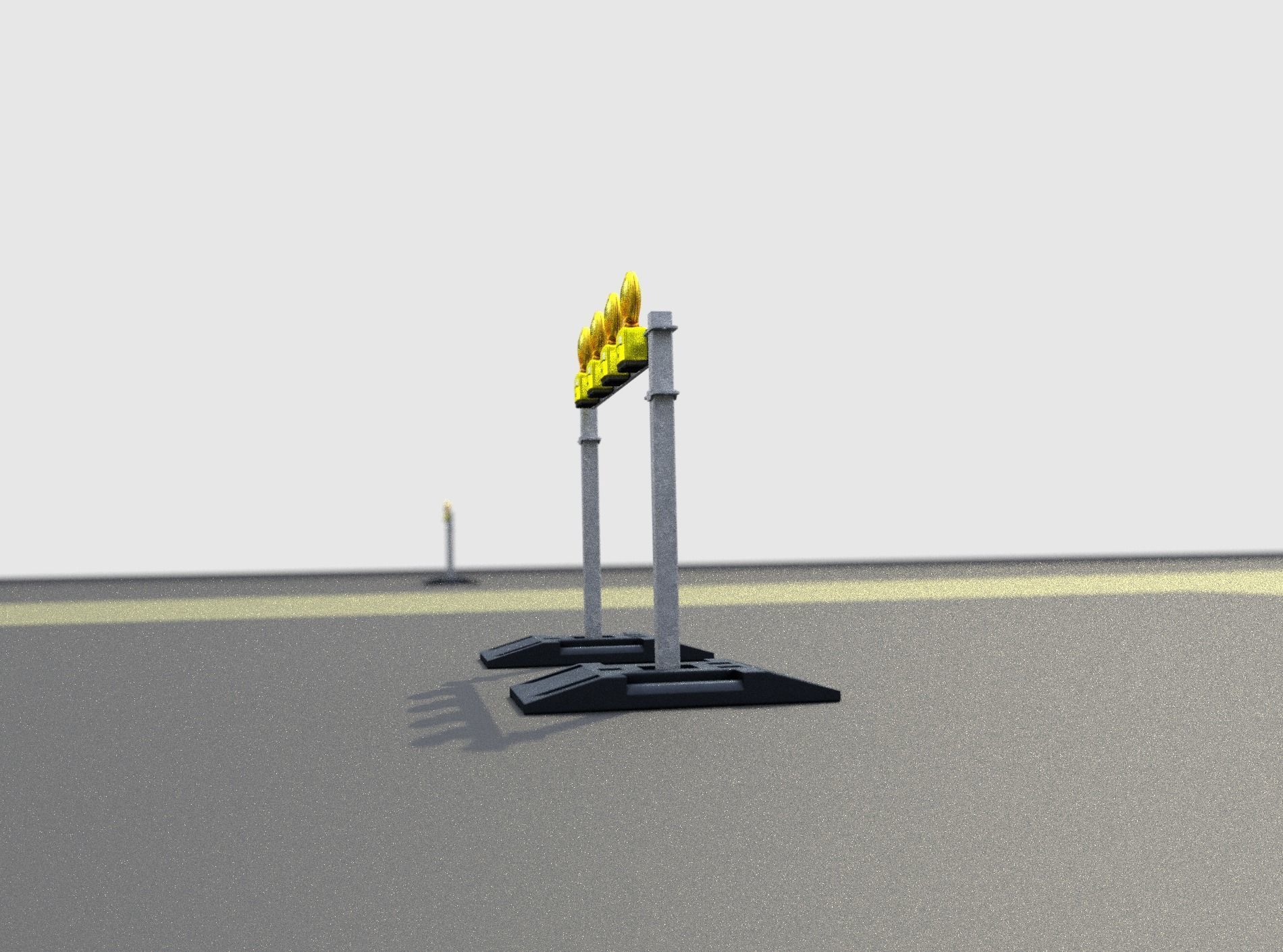 Construction Barrier 7 with animated lights 600-31 100x1200mm Low-poly 3D model_34