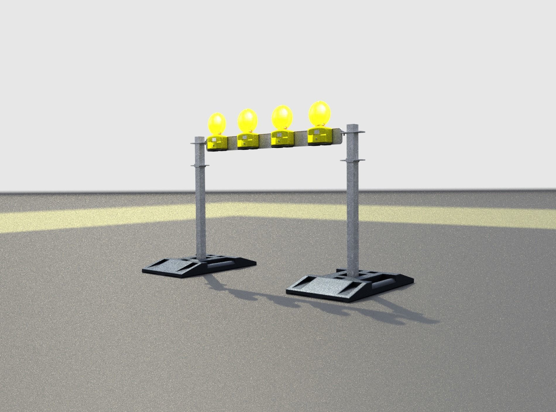Construction Barrier 7 with animated lights 600-31 100x1200mm Low-poly 3D model_30