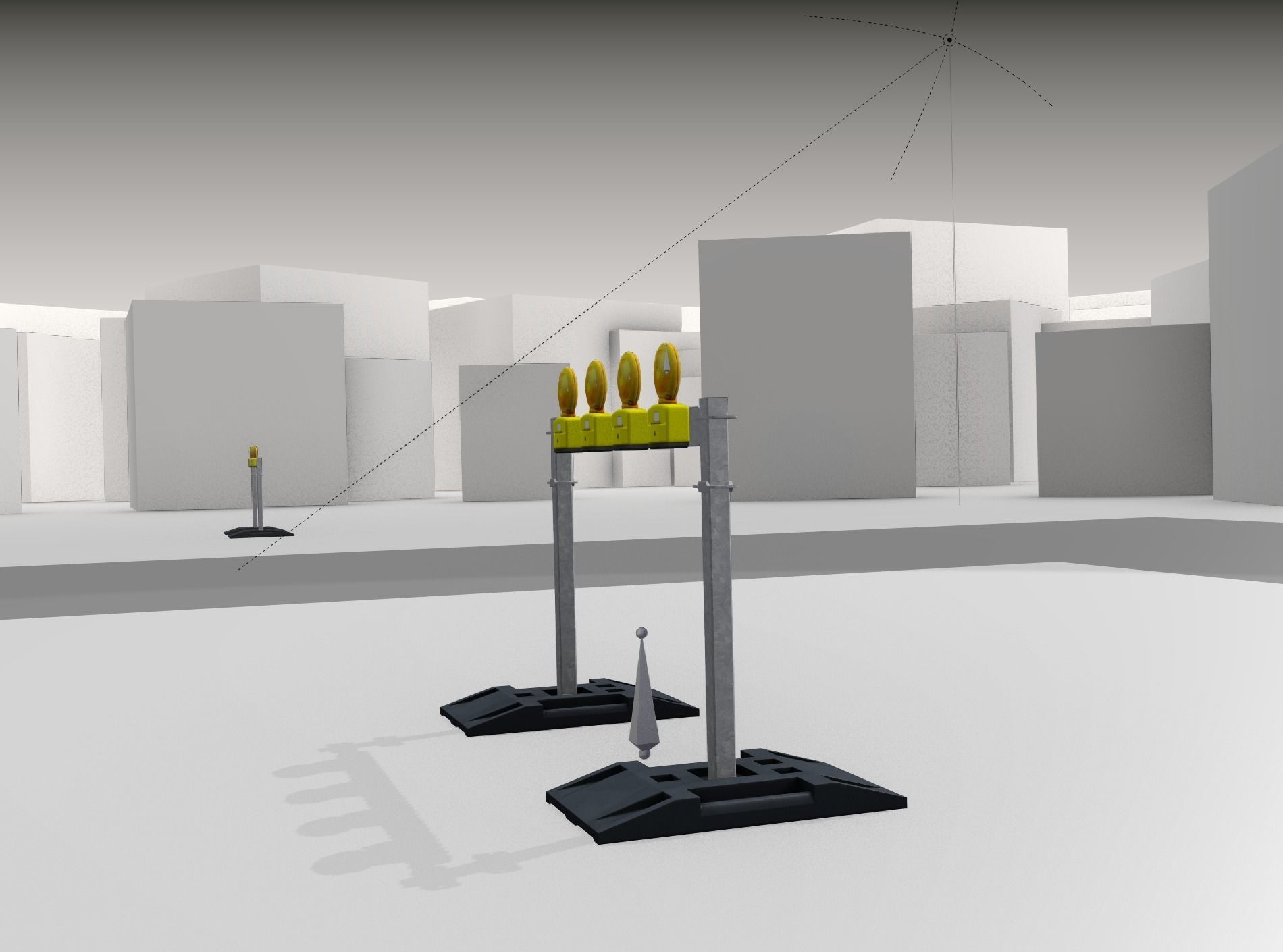 Construction Barrier 7 with animated lights 600-31 100x1200mm Low-poly 3D model_33