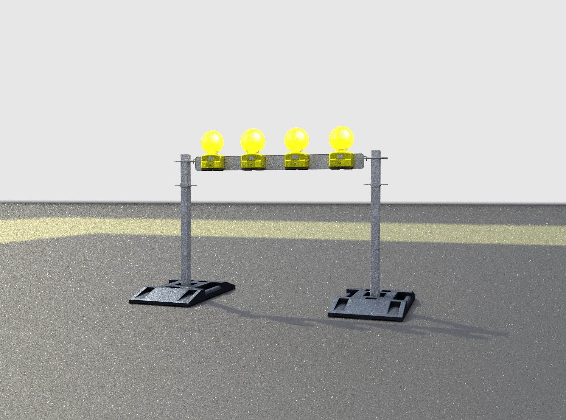 Construction Barrier 7 with animated lights 600-31 100x1200mm Low-poly 3D model_28