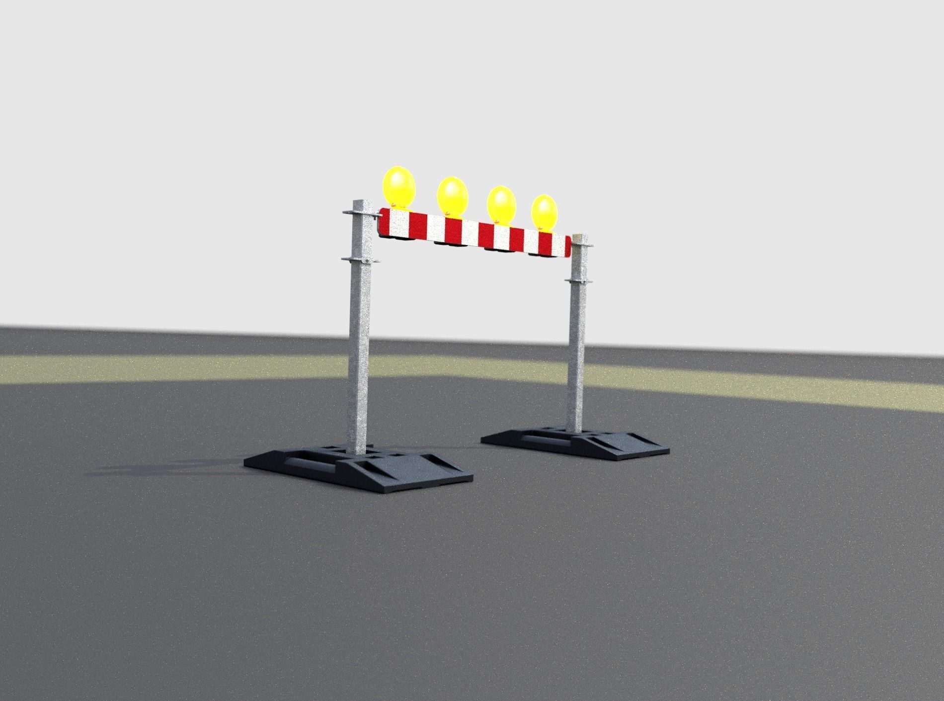 Construction Barrier 7 with animated lights 600-31 100x1200mm Low-poly 3D model_42