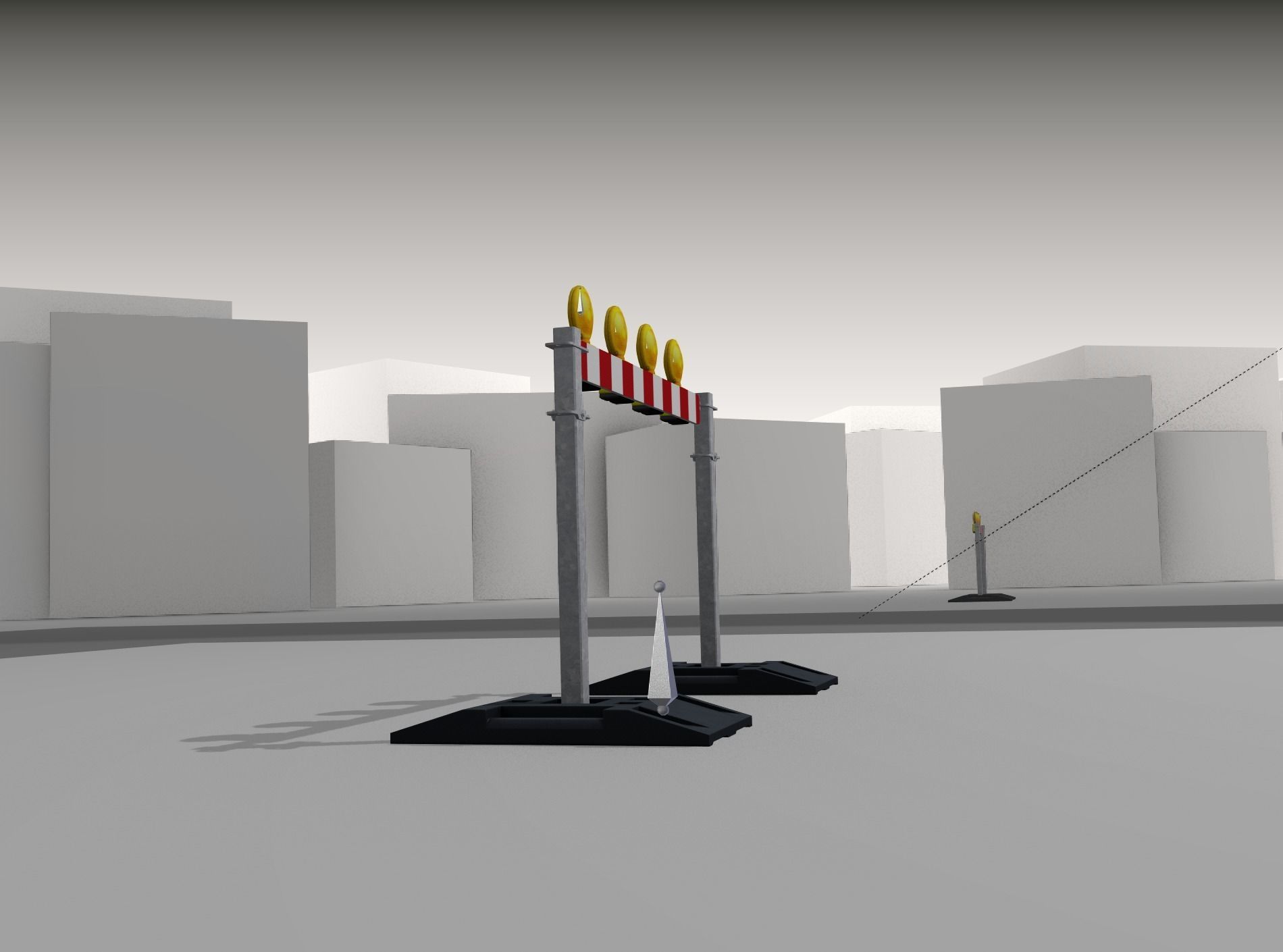 Construction Barrier 7 with animated lights 600-31 100x1200mm Low-poly 3D model_37