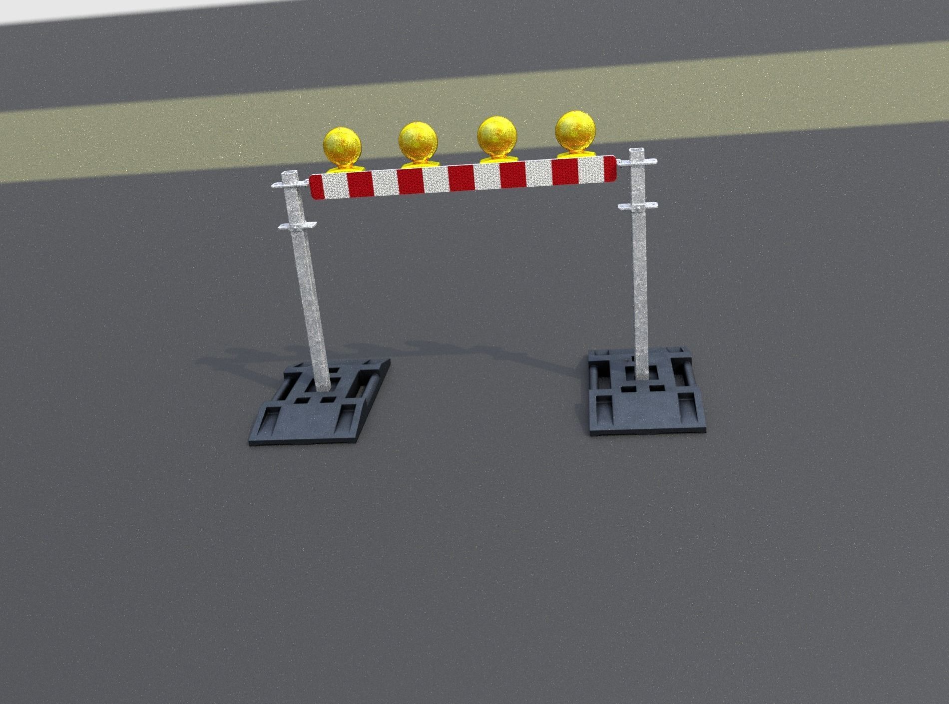 Construction Barrier 7 with animated lights 600-31 100x1200mm Low-poly 3D model_48