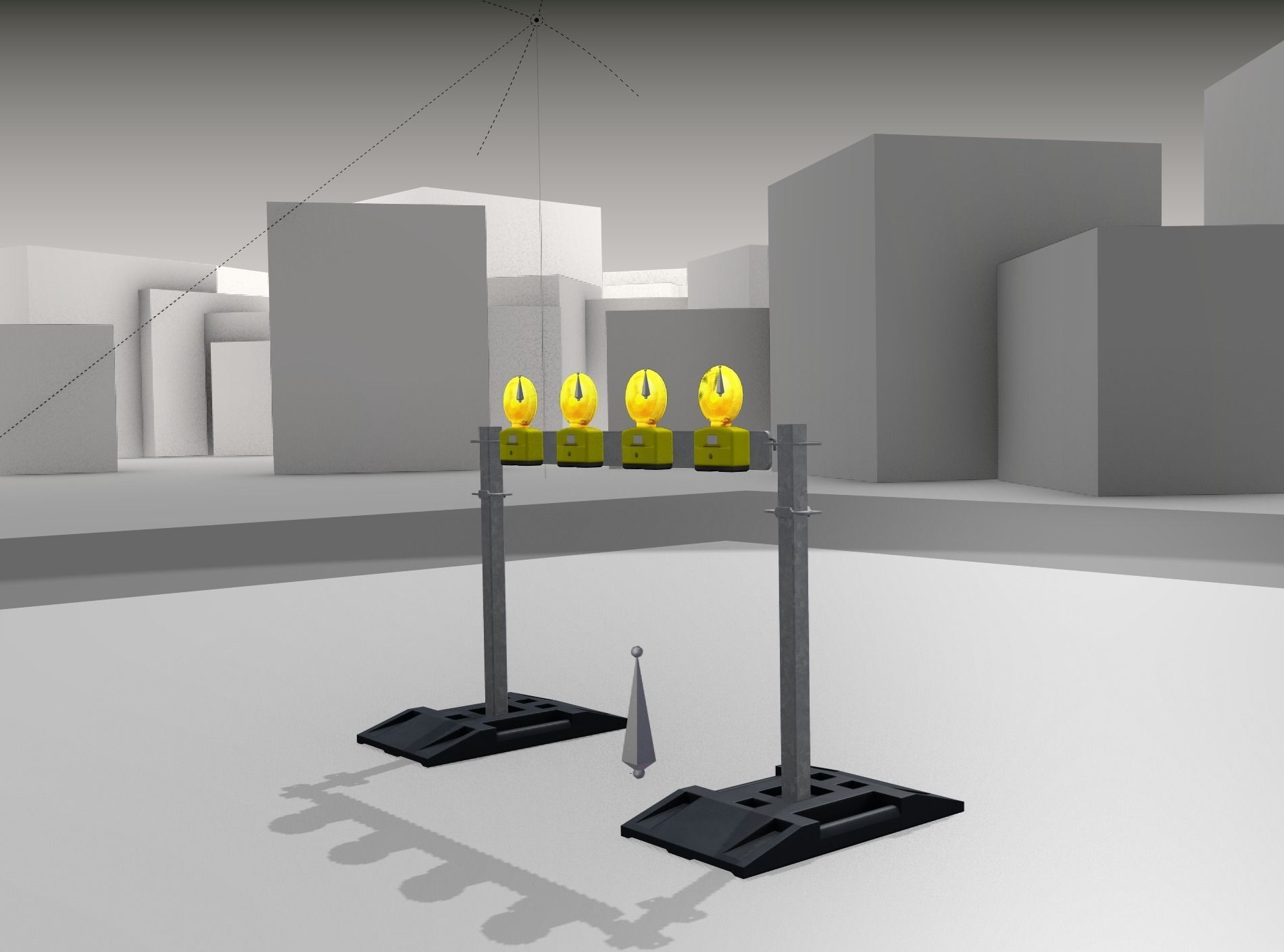 Construction Barrier 7 with animated lights 600-31 100x1200mm Low-poly 3D model_31