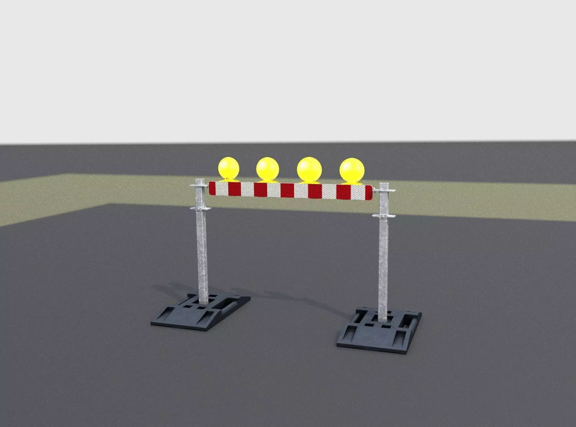 Construction Barrier 7 with animated lights 600-31 100x1200mm Low-poly 3D model_0