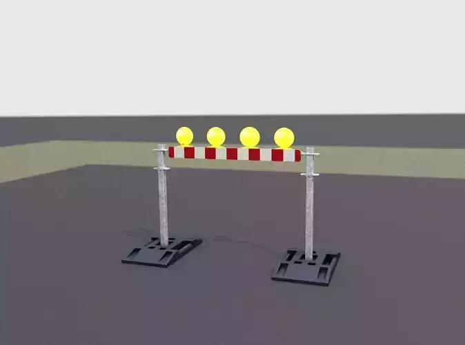Construction Barrier 7 with animated lights 600-31 100x1200mm Low-poly 3D model