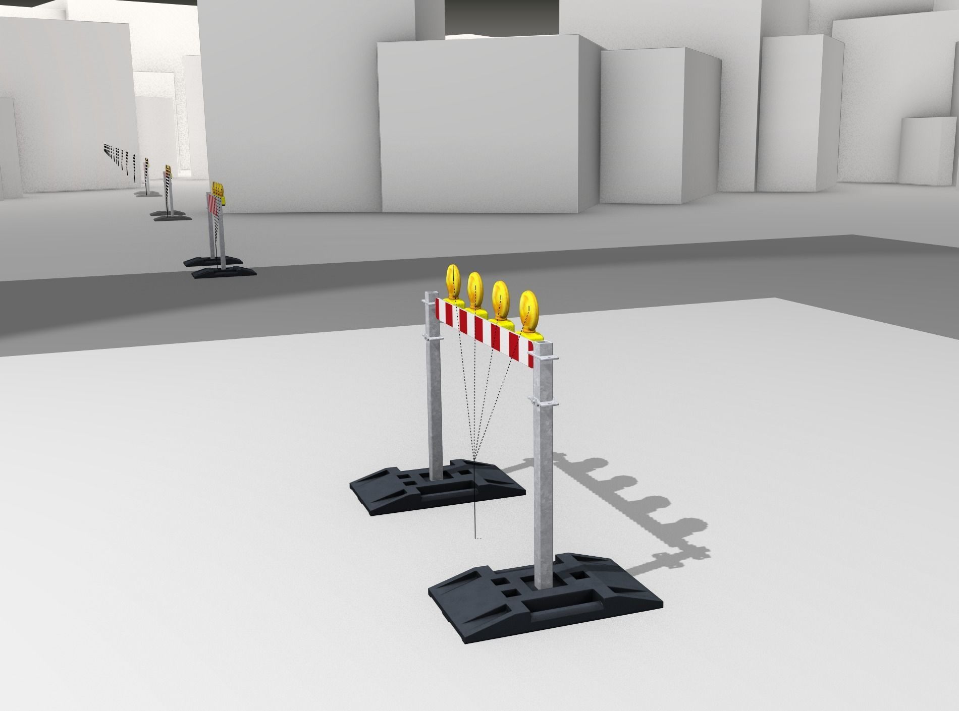 Construction Barrier 7 with animated lights 600-31 100x1200mm Low-poly 3D model_12