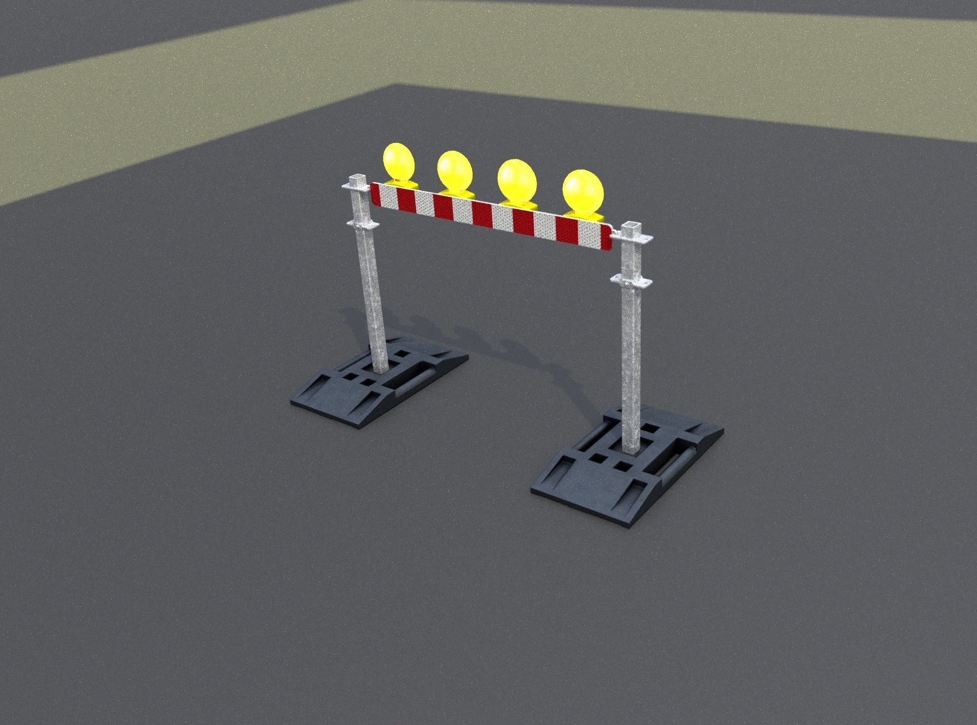 Construction Barrier 7 with animated lights 600-31 100x1200mm Low-poly 3D model_9