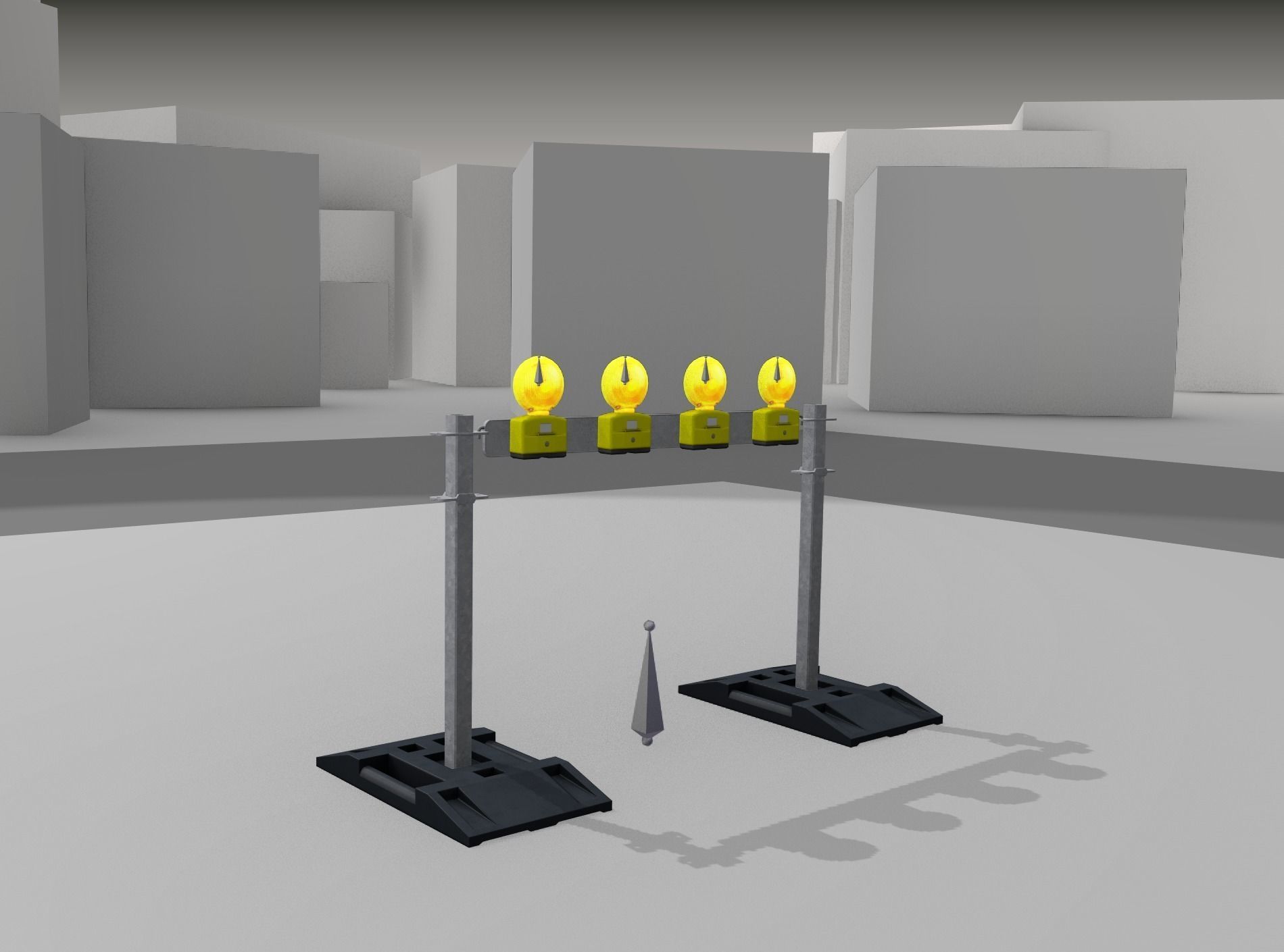 Construction Barrier 7 with animated lights 600-31 100x1200mm Low-poly 3D model_2