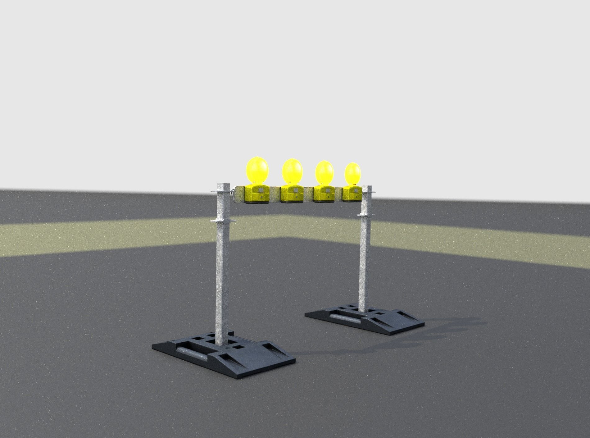 Construction Barrier 7 with animated lights 600-31 100x1200mm Low-poly 3D model_21