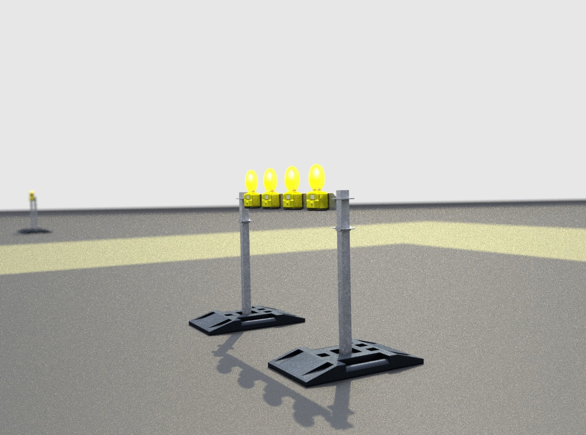 Construction Barrier 7 with animated lights 600-31 100x1200mm Low-poly 3D model_32