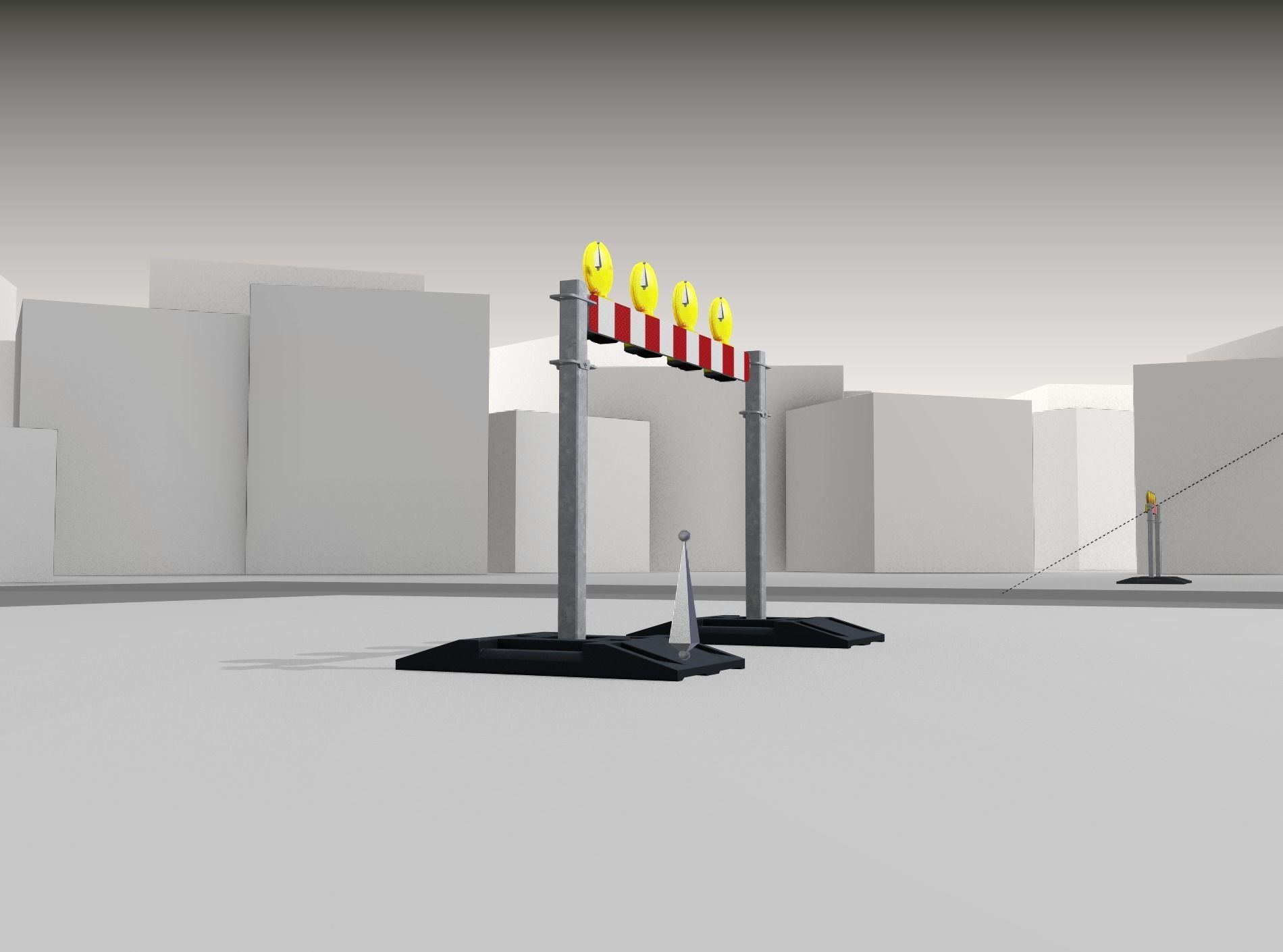 Construction Barrier 7 with animated lights 600-31 100x1200mm Low-poly 3D model_39