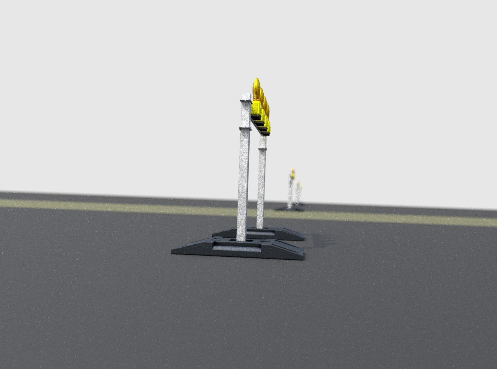 Construction Barrier 7 with animated lights 600-31 100x1200mm Low-poly 3D model_15