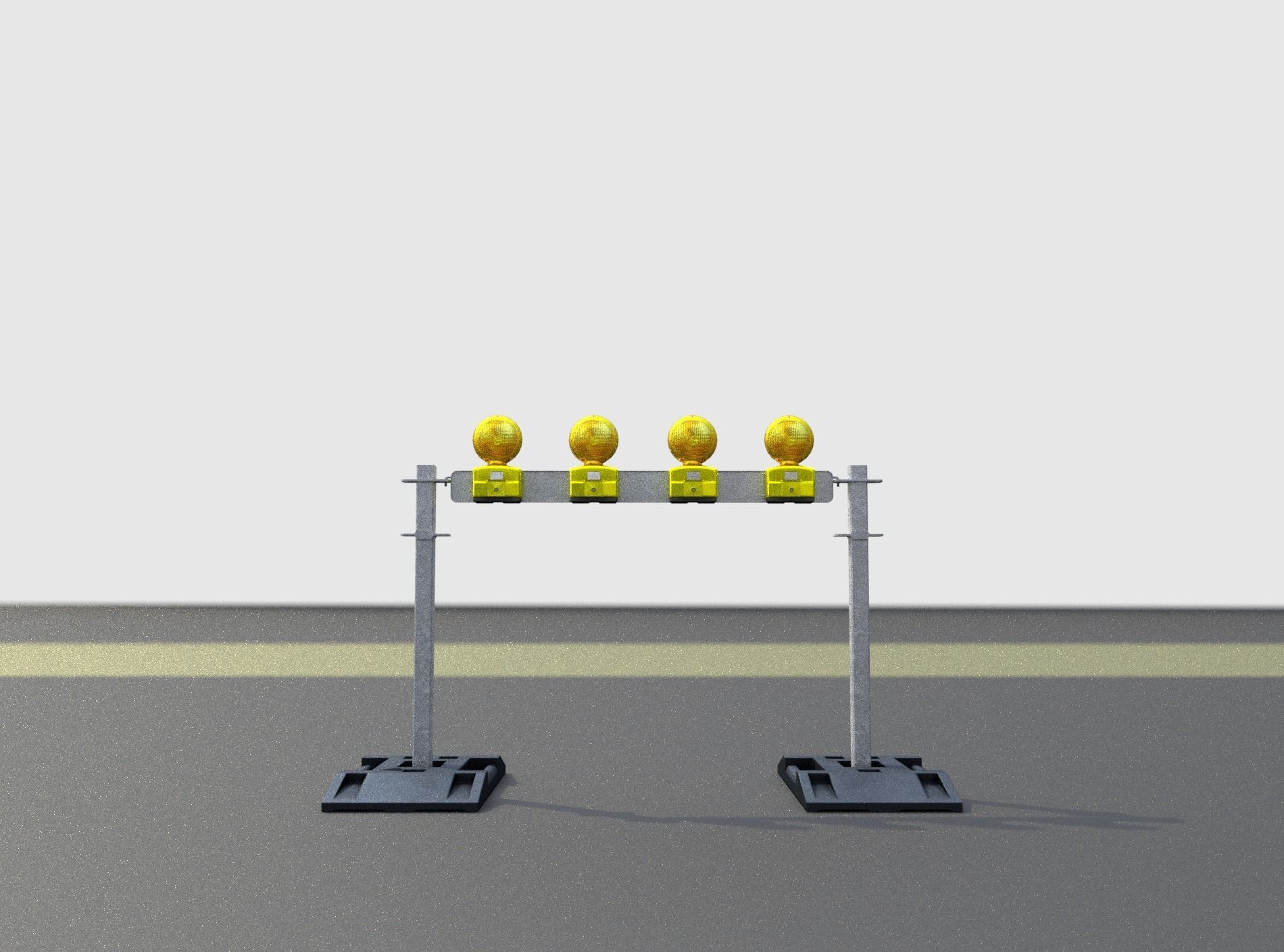 Construction Barrier 7 with animated lights 600-31 100x1200mm Low-poly 3D model_26