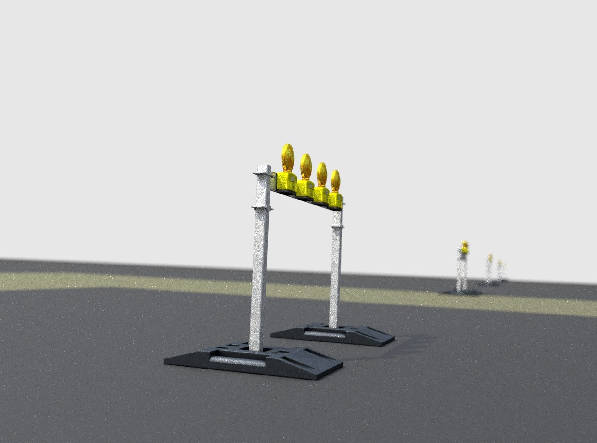 Construction Barrier 7 with animated lights 600-31 100x1200mm Low-poly 3D model_17