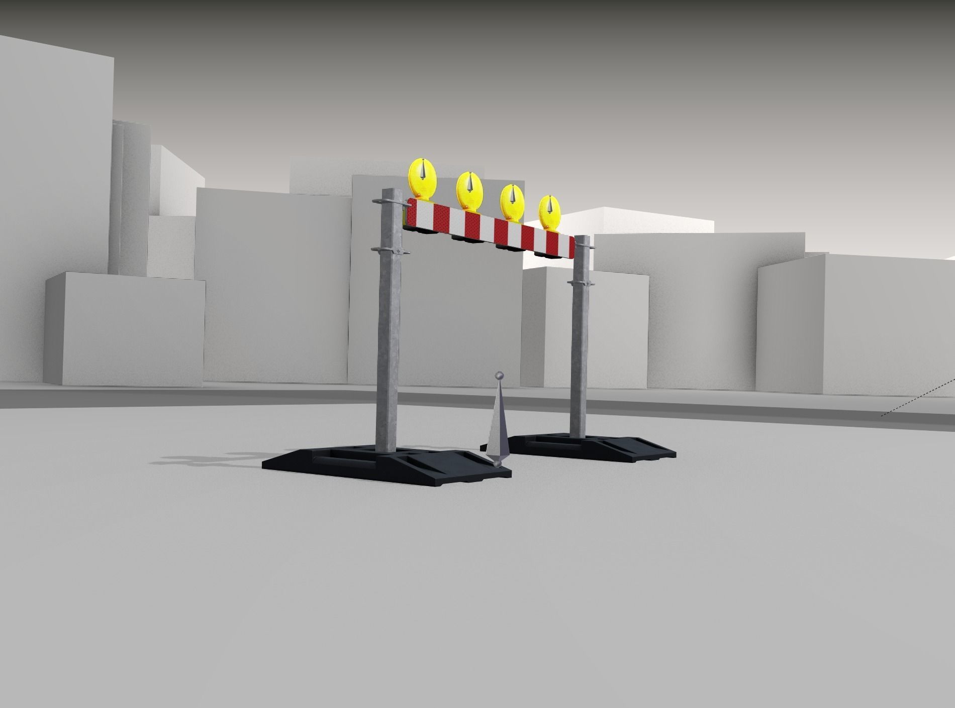Construction Barrier 7 with animated lights 600-31 100x1200mm Low-poly 3D model_41
