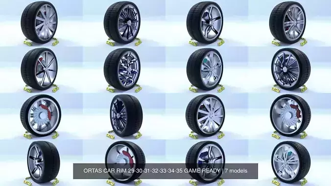 ORTAS CAR RIM 29-30-31-32-33-34-35 GAME READY 3D Model Collection