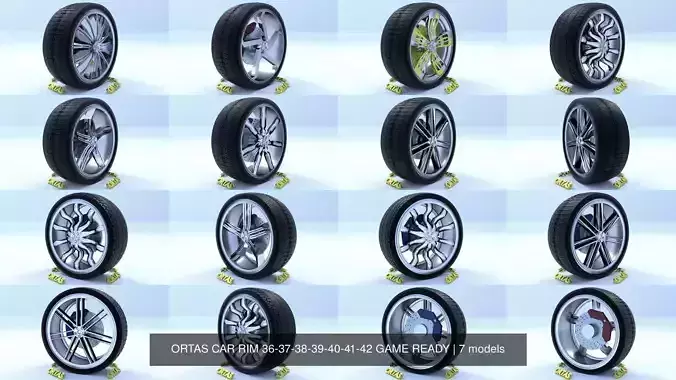 ORTAS CAR RIM 36-37-38-39-40-41-42 GAME READY 3D Model Collection