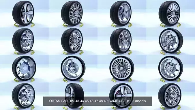 ORTAS CAR RIM 43-44-45-46-47-48-49 GAME READY 3D Model Collection