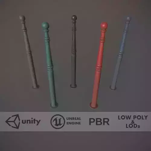 Barrier Bollard Pack 1 v2 Five Color Options Low-poly 3D model