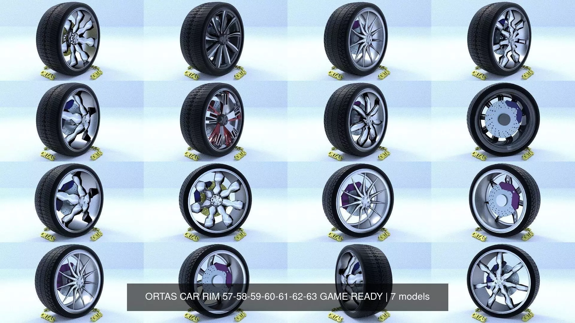 ORTAS CAR RIM 57-58-59-60-61-62-63 GAME READY 3D Model Collection_0