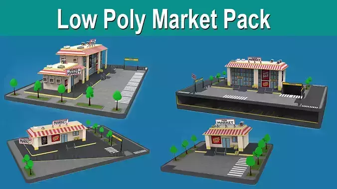 Low Poly Market Pack Low-poly 3D model