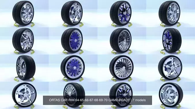 ORTAS CAR RIM 64-65-66-67-68-69-70 GAME READY 3D Model Collection