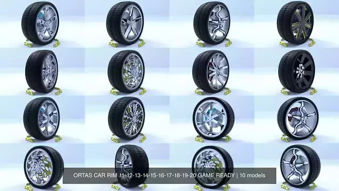 ORTAS CAR RIM 11-12-13-14-15-16-17-18-19-20 GAME READY 3D Model Collection