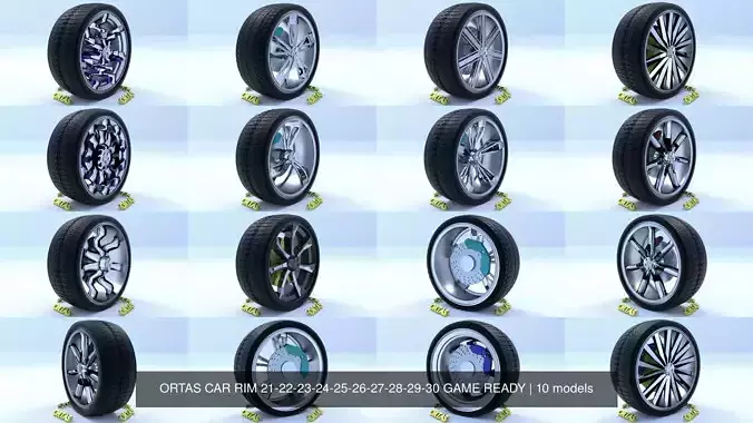ORTAS CAR RIM 21-22-23-24-25-26-27-28-29-30 GAME READY 3D Model Collection