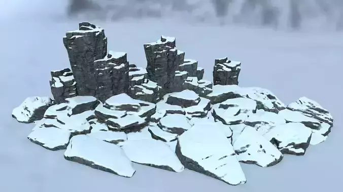 snow cliff rocks Low-poly 3D model