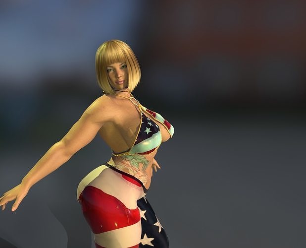 realistic USA Girl low-poly 3D model