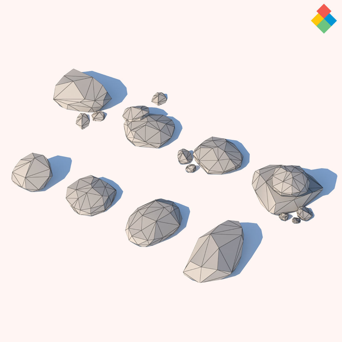 Low Poly Rock Vol1 Low-poly 3D model_2