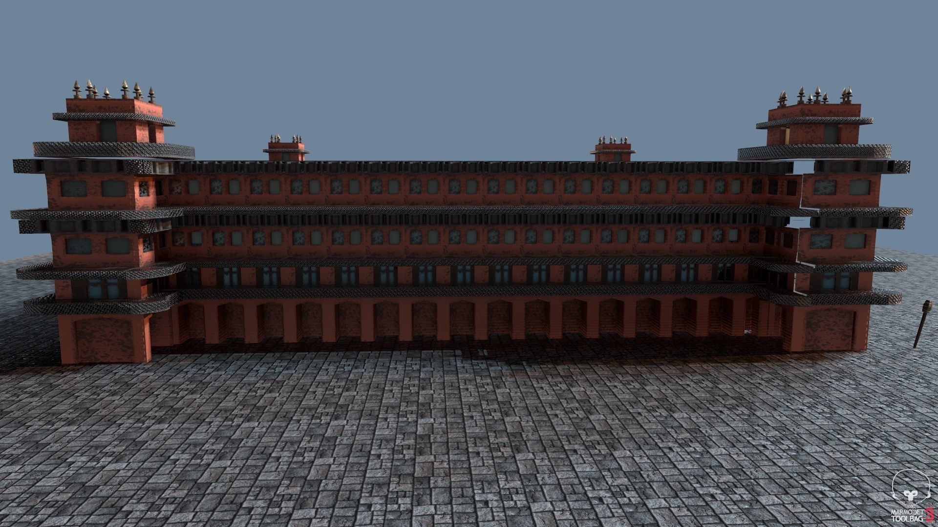 Modular Steampunk Building Low-poly 3D model_5