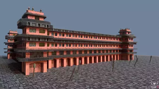Modular Steampunk Building Low-poly 3D model