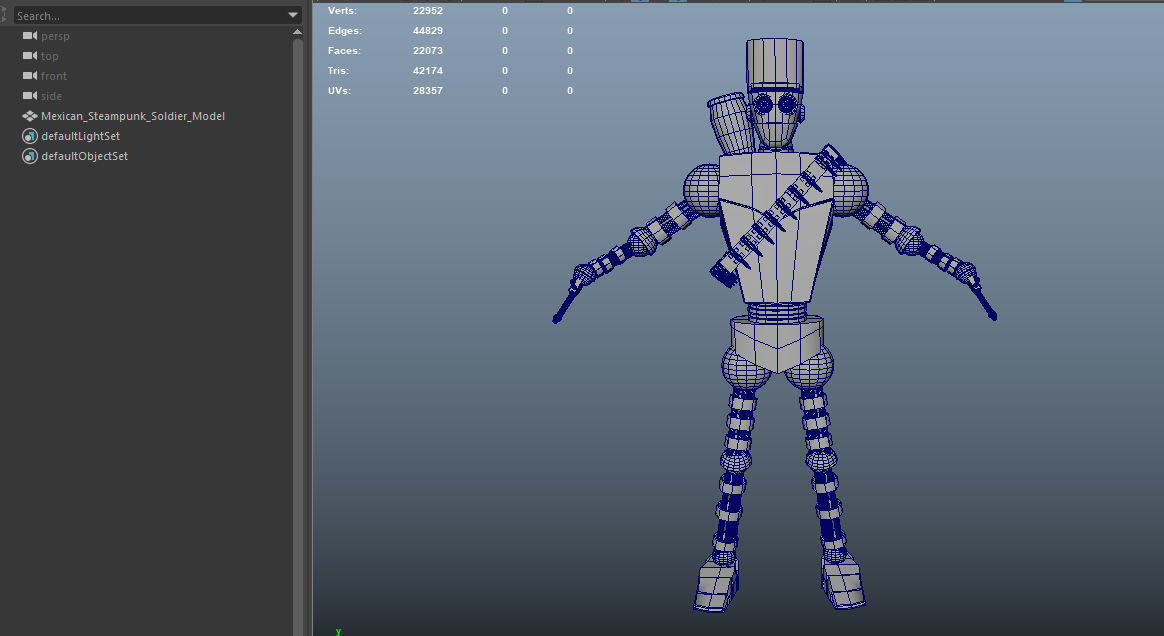 Mexican Steampunk Robot Soldier Low-poly 3D model_8