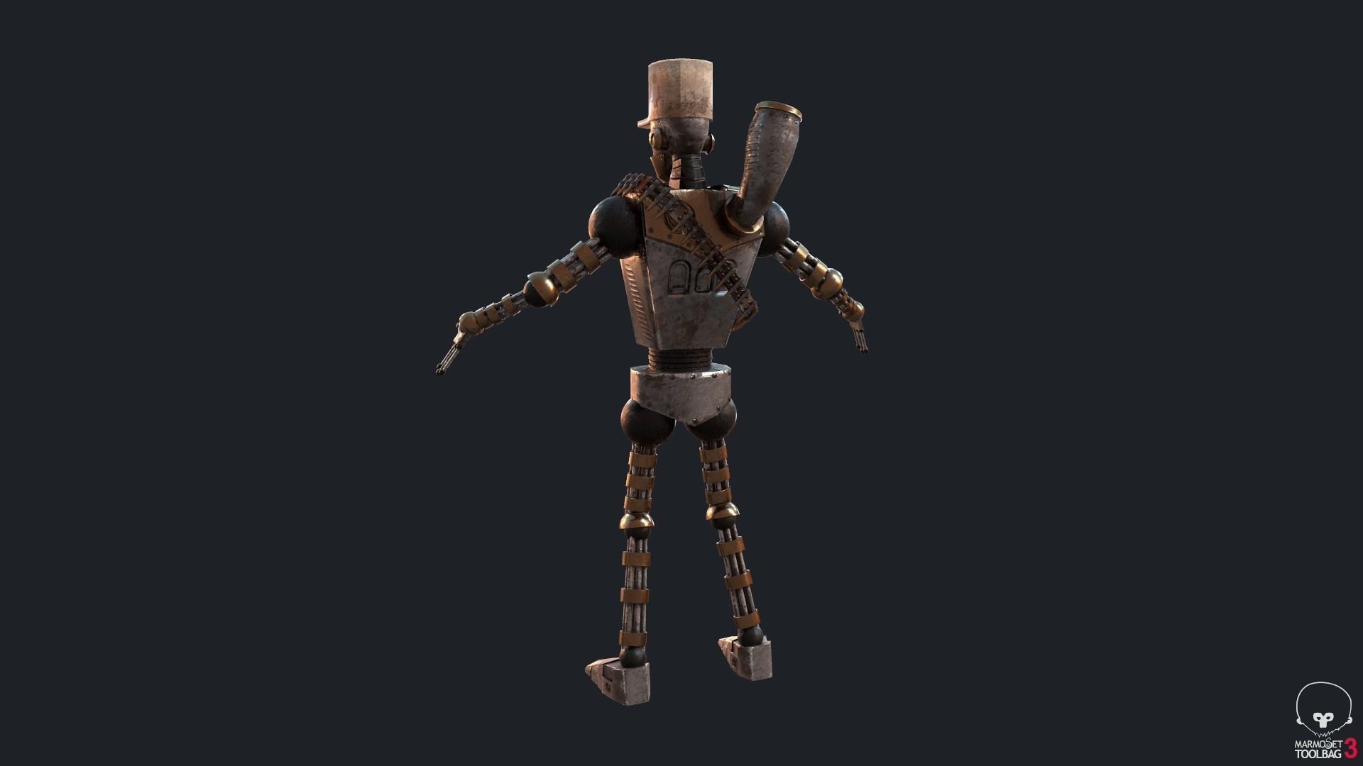 Mexican Steampunk Robot Soldier Low-poly 3D model_3