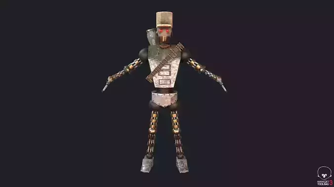 Mexican Steampunk Robot Soldier Low-poly 3D model