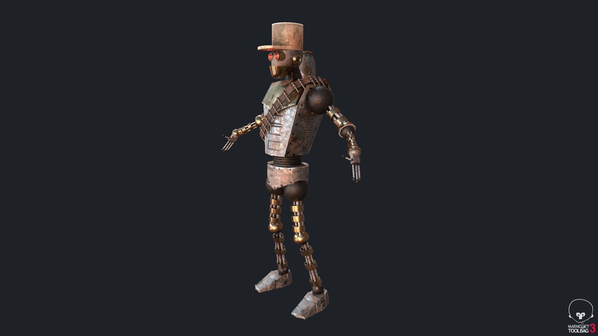 Mexican Steampunk Robot Soldier Low-poly 3D model_1