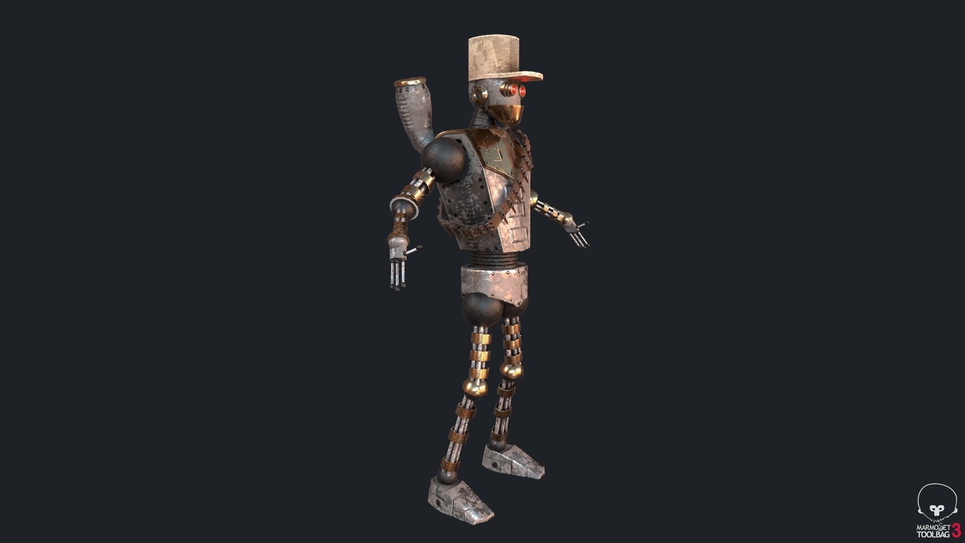 Mexican Steampunk Robot Soldier Low-poly 3D model_6