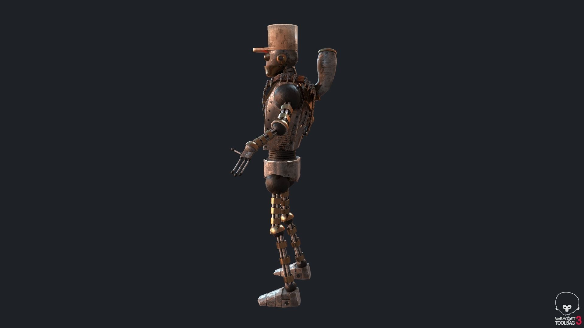 Mexican Steampunk Robot Soldier Low-poly 3D model_2