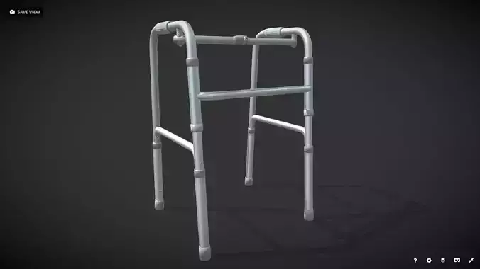 Disabled four-legged crutch old man walker Low-poly 3D model