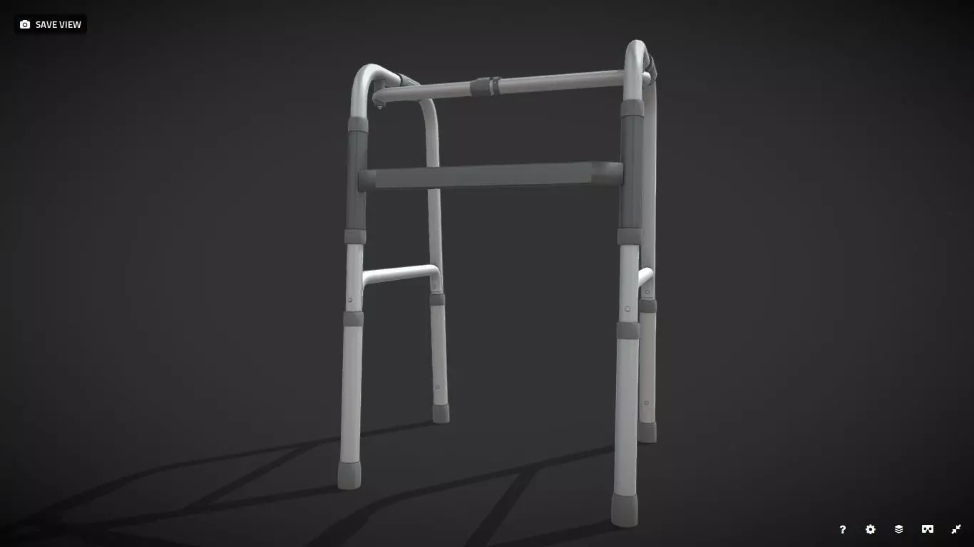 Four legs walker aids black Low-poly 3D model