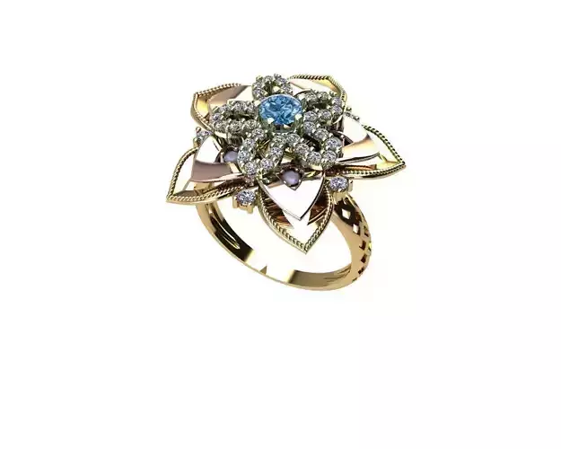 Female ring 3D flower print model