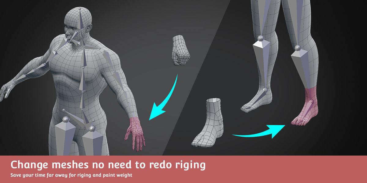 Base Meshes Character Starter Kit Low-poly 3D model_11