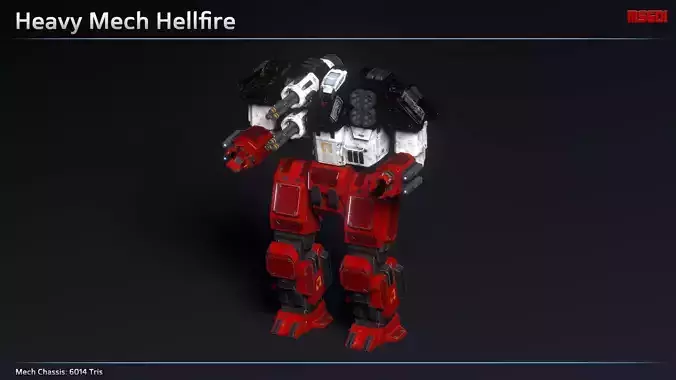 Heavy Mech Hellfire Low-poly 3D model