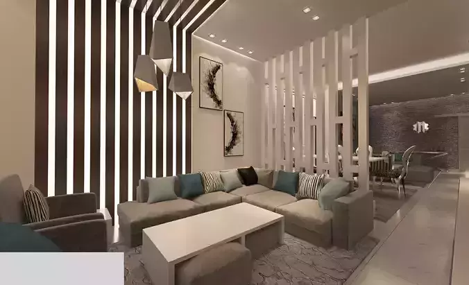 contemp living room and reception