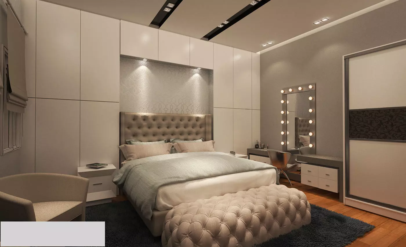 Modern master bedroom 3D model_0