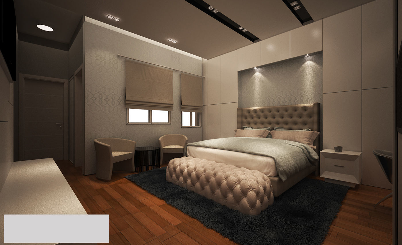 Modern master bedroom 3D model_1