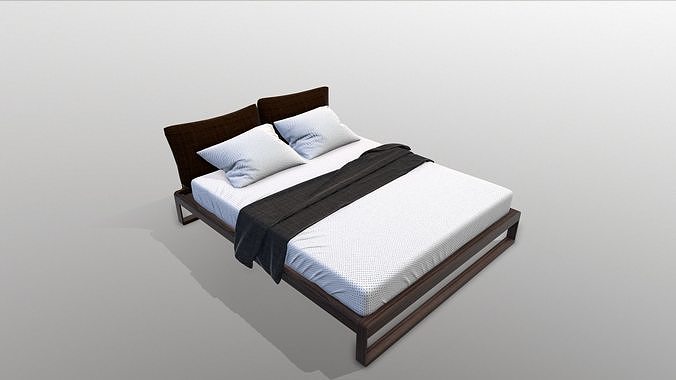 Double bed lowpoly 3D model Low-poly 3D model