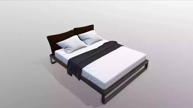 Double bed lowpoly 3D model